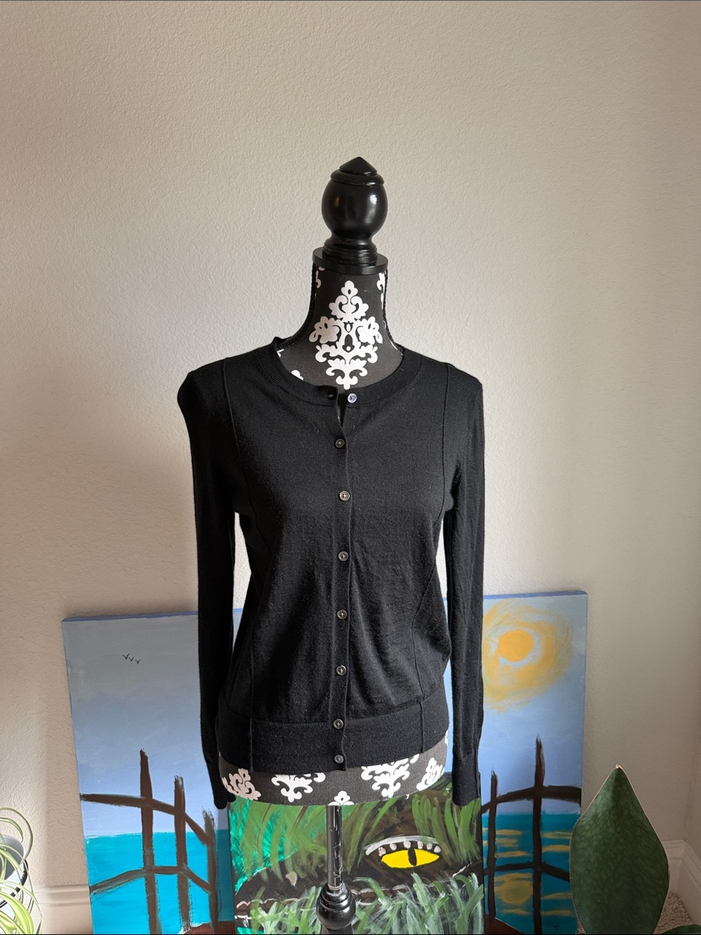 Banana Republic Black Button-Front Knit Cardigan
